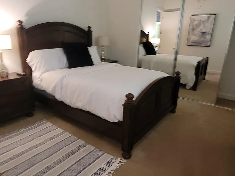 Bedroom 3 - Queen bed, large TV, ensuite full size shower and bathroom