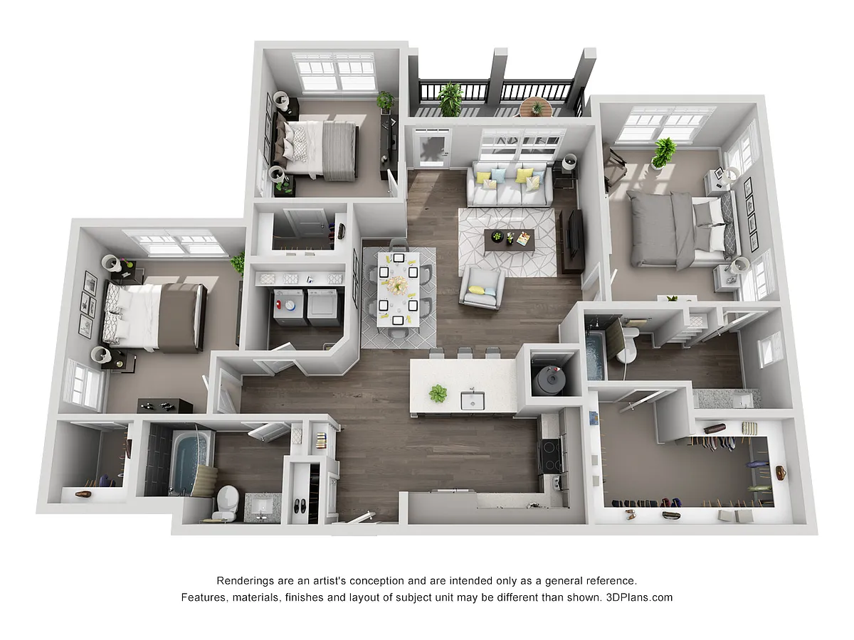 Floor plan D1 3 Bedroom 2 Bath