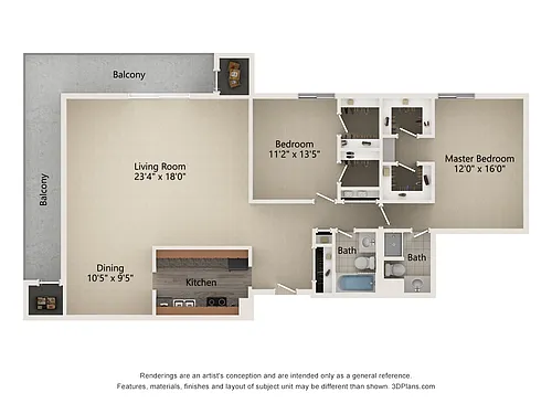 Floor plan 2 Bedroom Deluxe