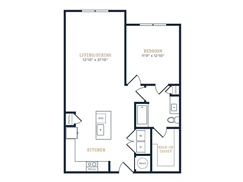 Floor plan 1 Bed, 1 Bath A