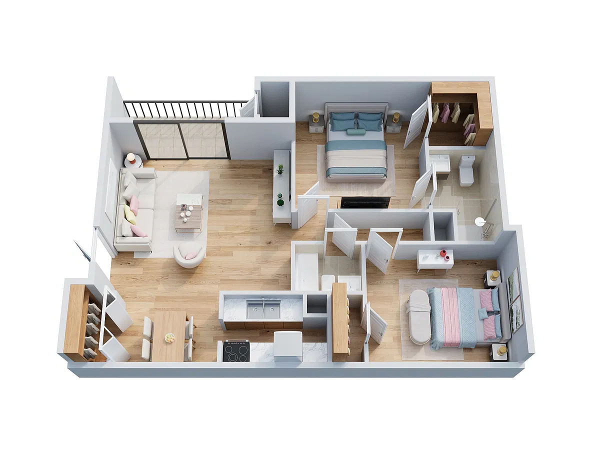 Floor plan 2 Bed | 2 Bath