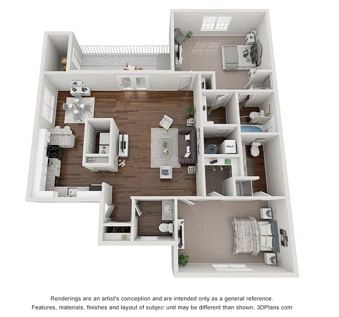 Floor plan Two Bedroom Garden
