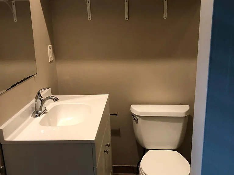 new vanity and shelving storage