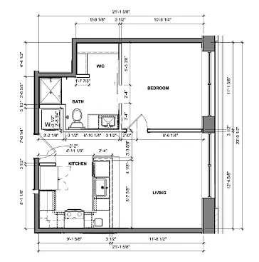 Floor plan 1 Bedroom / 1 Bath