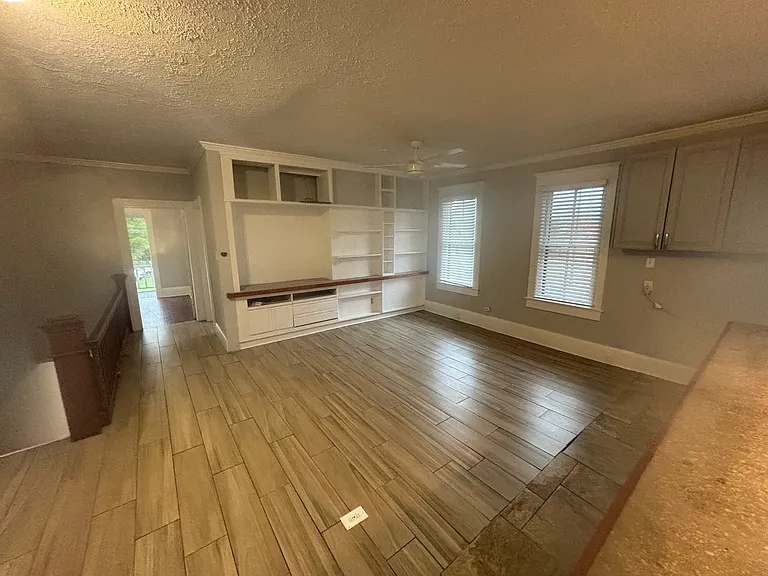 View from Kitchen; living area upstairs