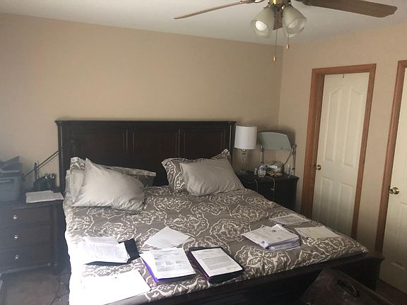 Master bedroom with attached bathroom.