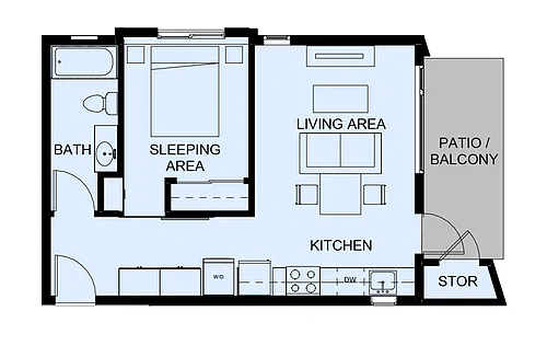 Floor plan Midtown 1 bedroom floorplan