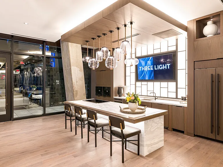 The Demonstration Kitchen at Three Light Luxury Apartments