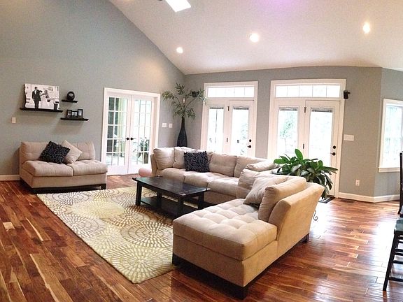 Great room with skylights