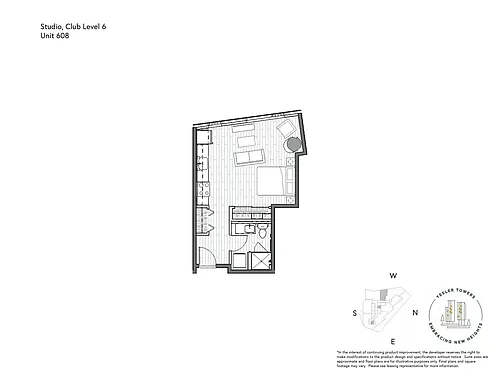 Floor plan Studio 1 Bathroom