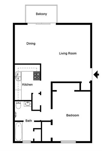 Floor plan 1 Bedroom 1 Bath