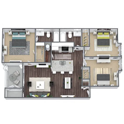 Floor plan C1: 3 Bed 2 Bath