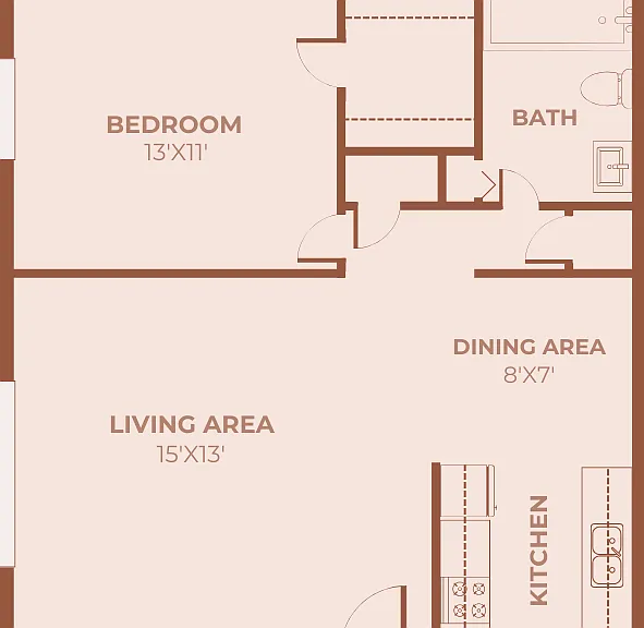 1 Bedroom, 1 Bath Floor Plan 1 Bedroom, 1 Bath Floor Plan