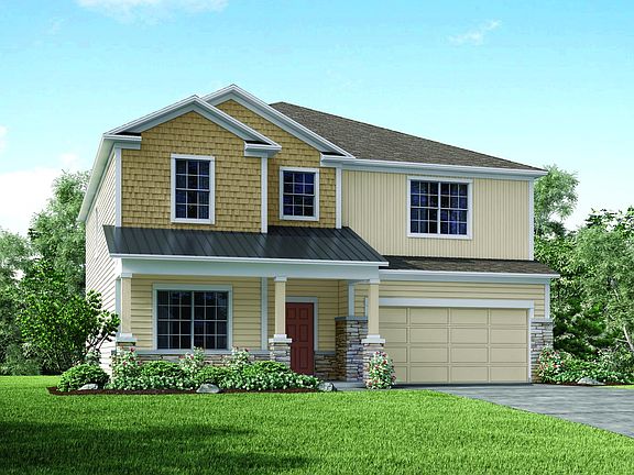 Elevation J Opt Stone Front with Metal Roof