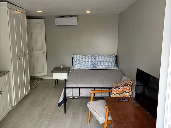 New desk and saddle chair, new full size mattress and bed frame and mid-century comfortable wood chair