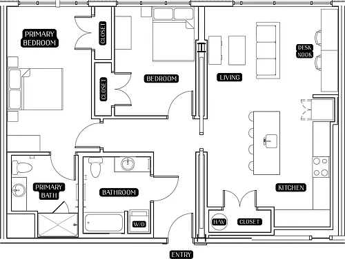 Floor plan 2BR Floor Plan J