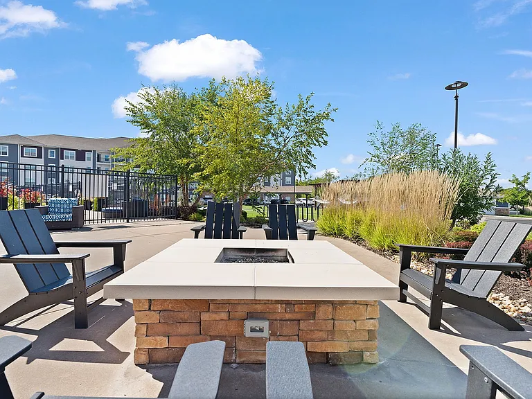 End your day by the fire pit on the outdoor community patio.
