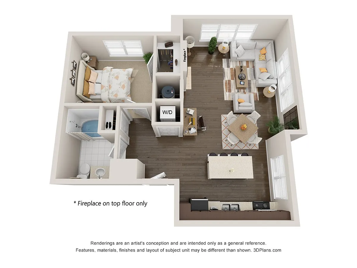 Floor plan A8: 1 Bed 1 Bath