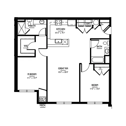 Floor plan 2 Bed/2 Bath-E-1 ADAPT Phase I