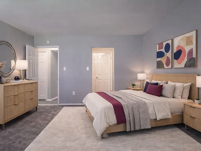Unveil your ideal living space at The Crossings at Neshaminy Apartments. Enjoy a beautifully designed bedroom featuring modern decor and ample storage for ultimate comfort. Discover the perfect blend of style and convenienceschedule your tour today!