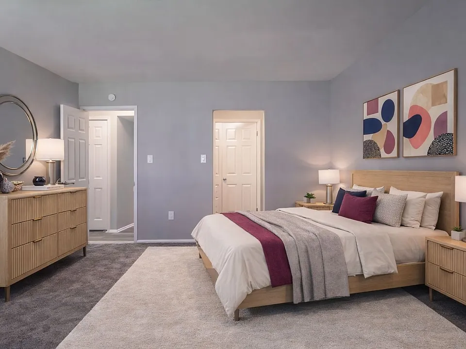 Unveil your ideal living space at The Crossings at Neshaminy Apartments. Enjoy a beautifully designed bedroom featuring modern decor and ample storage for ultimate comfort. Discover the perfect blend of style and convenienceschedule your tour today!
