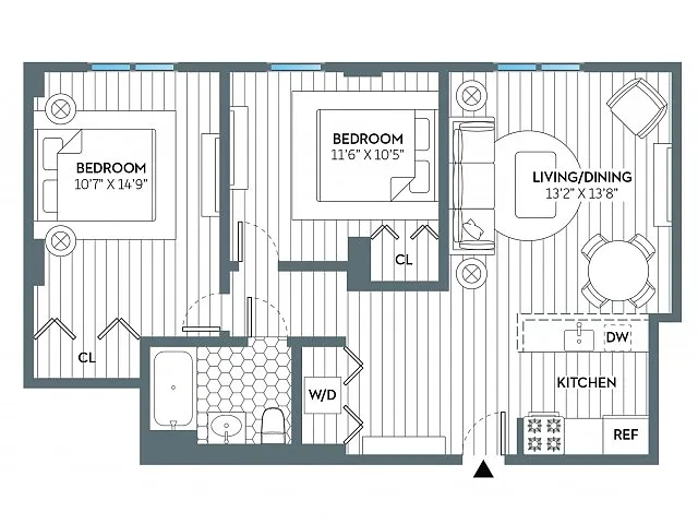 Floor plan Monroe (801 SF)