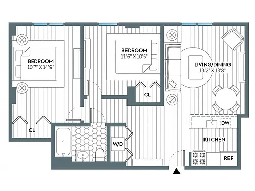Floor plan Monroe (801 SF)
