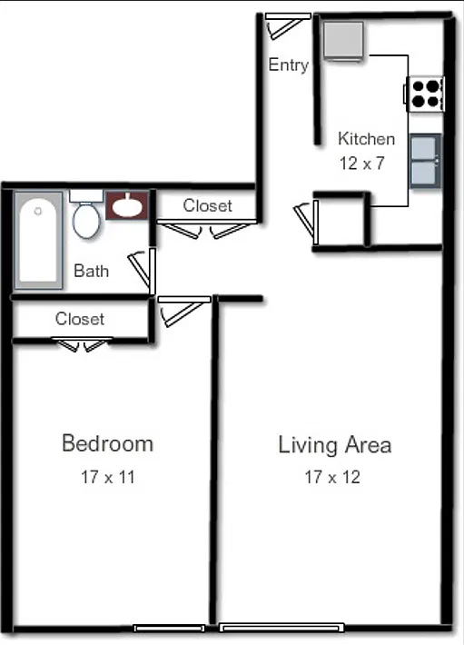 Floor plan One Bedroom - Style A