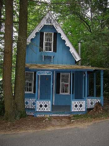 "Just-A-Mere Cottage" is 13'W X 27'L Gingerbread Gems of Willimantic CT pg67  