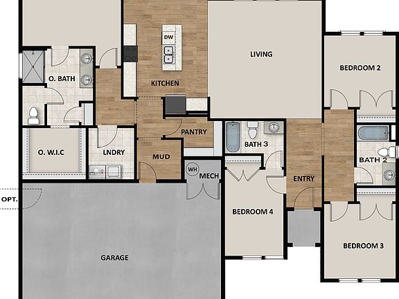 3 Car Garage 4th Bedroom Option