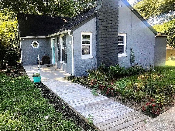Garden and plank pathway