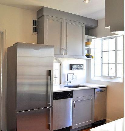 Kitchen Fridge, dishwasher, trash compacter, sink