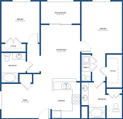 2x2 Large Floor Plan 2x2 Large Floor Plan