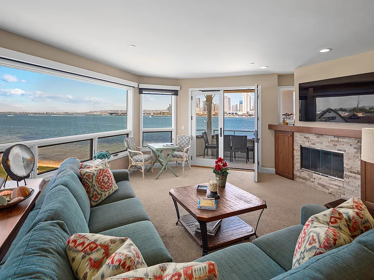 Living room with unobstructed views of Downtown San Diego