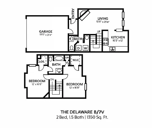 Floor plan 2 Bedroom 1.5 Bath - Delaware Classic