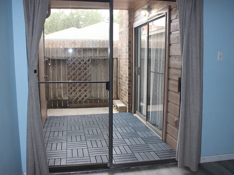 covered patio with deck tiles