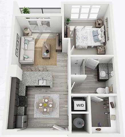 Floor plan 1BRS One Bedroom / One Bath