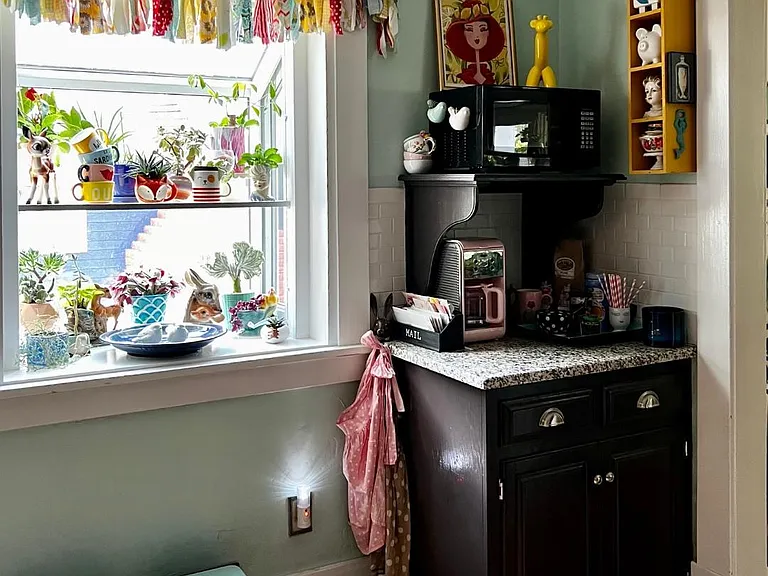 Kitchen plant window and storage space