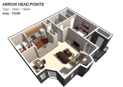 Floor plan 1x1 Large