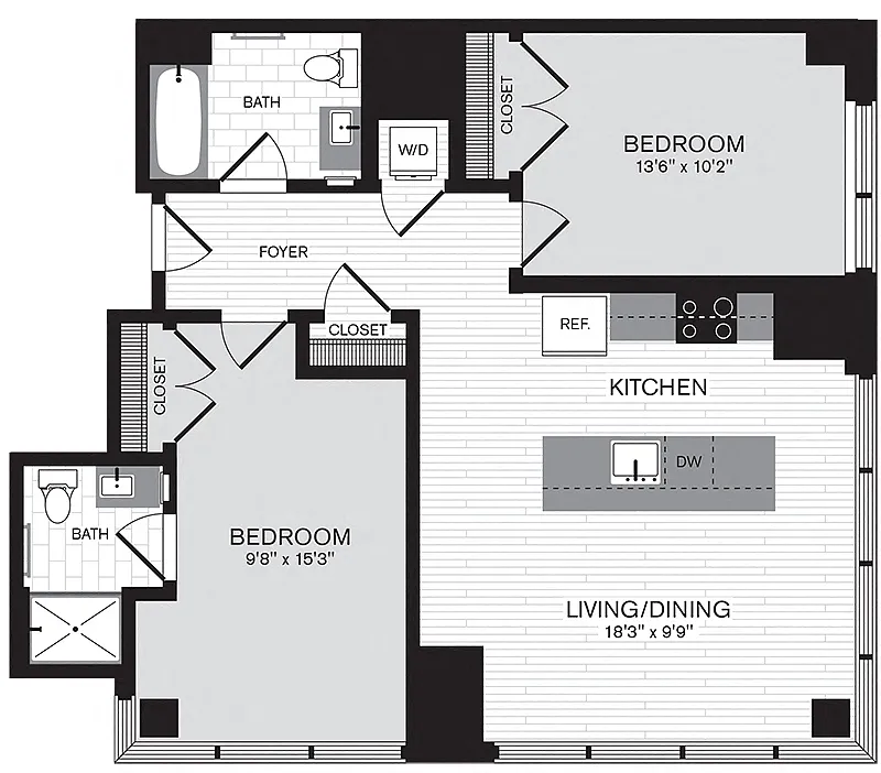 Floor plan 2 Bed/2 Bath