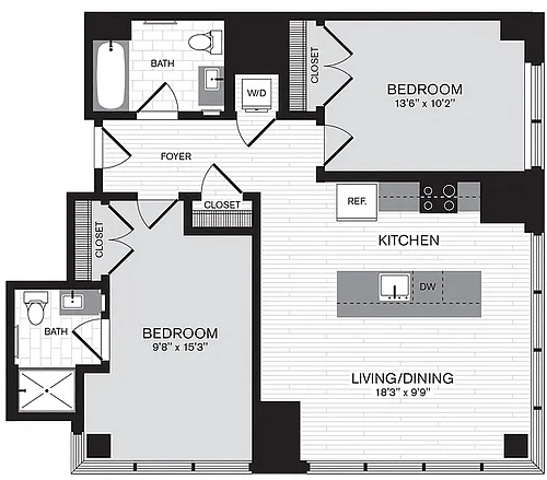 Floor plan 2 Bed/2 Bath