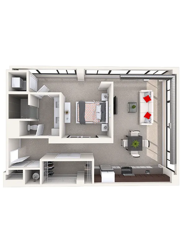 Floor plan A9 - 1 Bedroom 1 Bath
