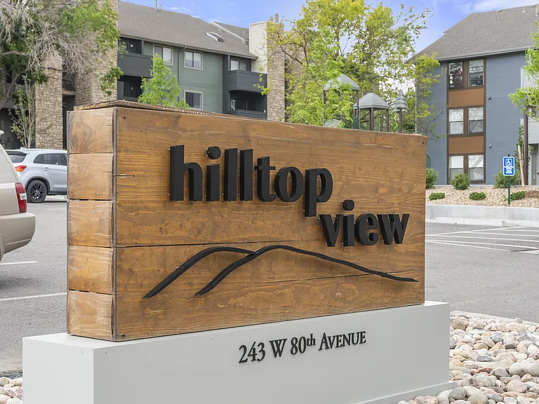 Hilltop View Apartments Entrance Sign
