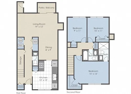 Floor plan 3 Bed 2.5 Bath Townhome