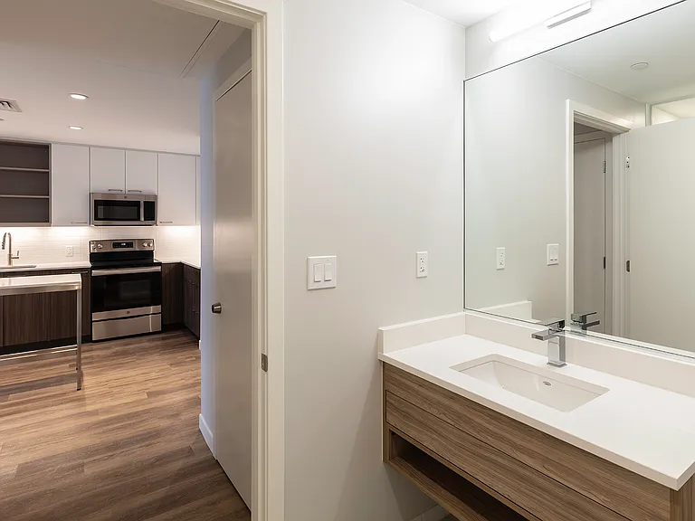 Bathrooms provide great lighting and luxury finishes