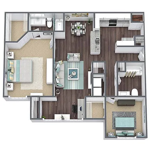 Floor plan B2: 2 Bed 2 Bath