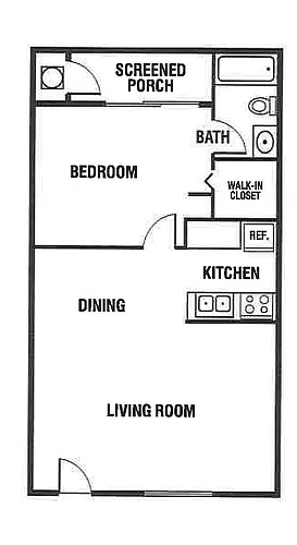 Floor plan One Bed One Bath - Platinum
