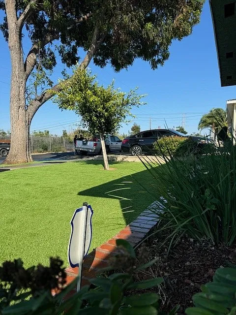 Newly installed artificial grass