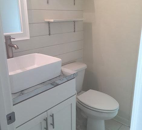 Open shelves and shiplap walls!