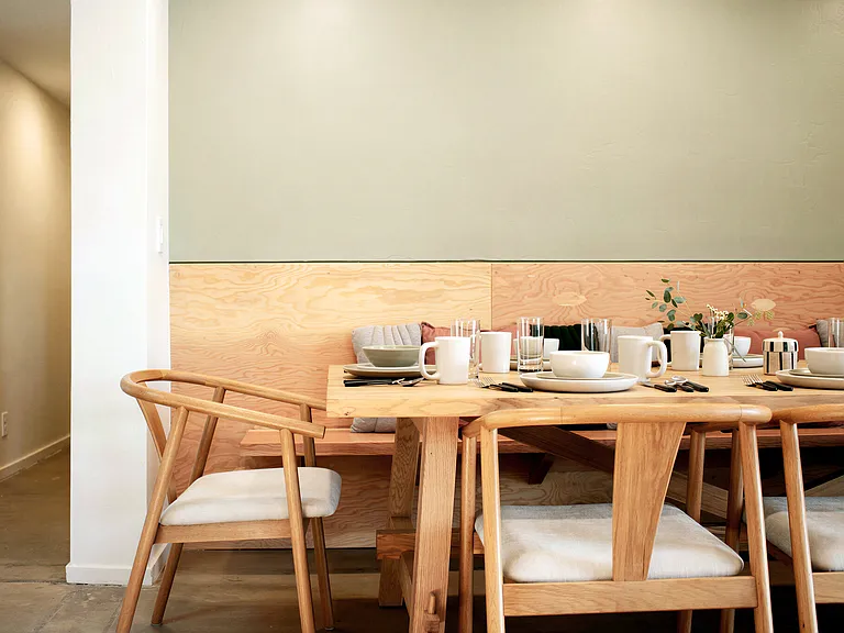 Bright dining area with seating for shared meals and time together.